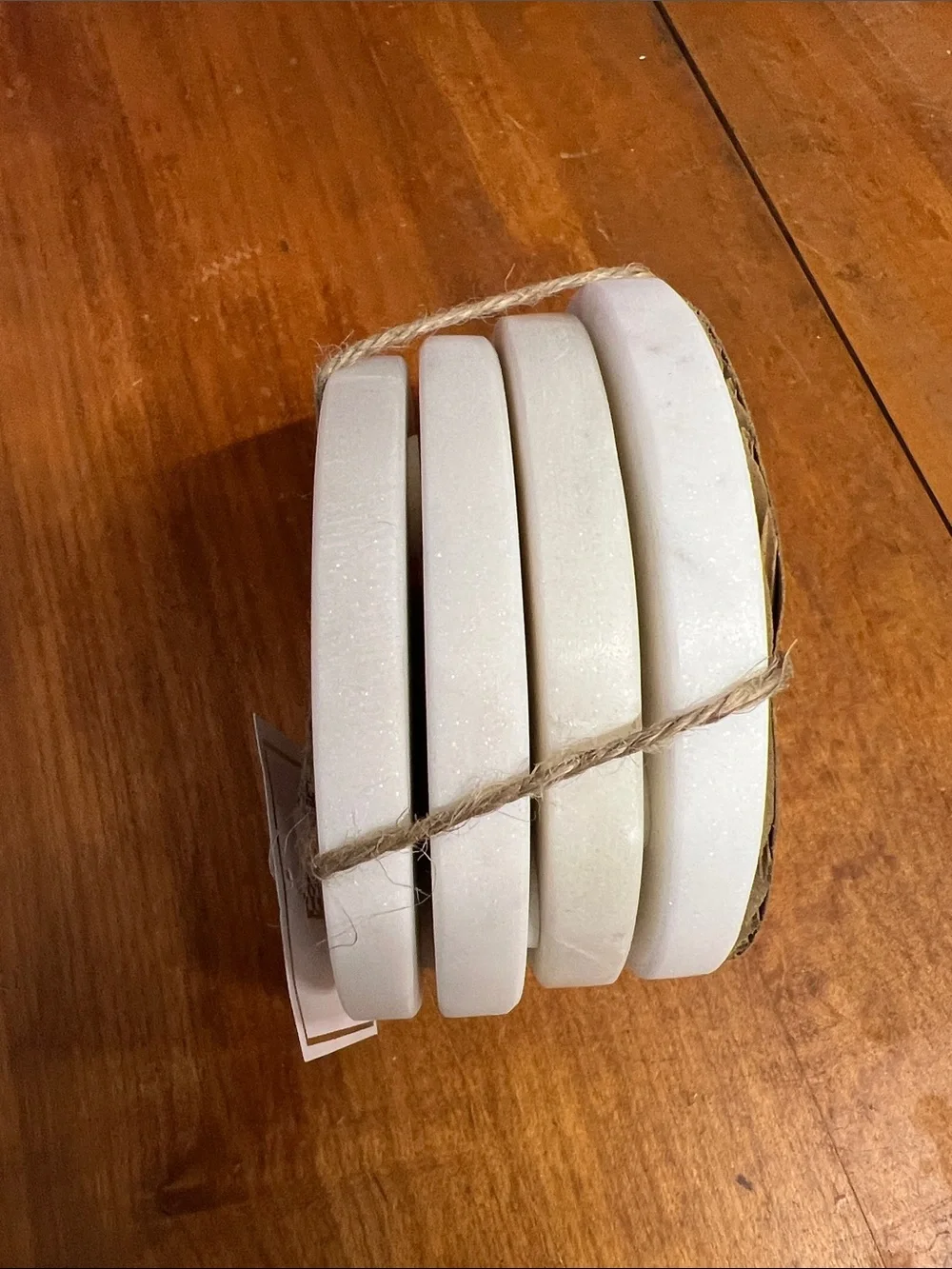 Mary Square White Marble Coaster Set with Gold Nebraska Accent